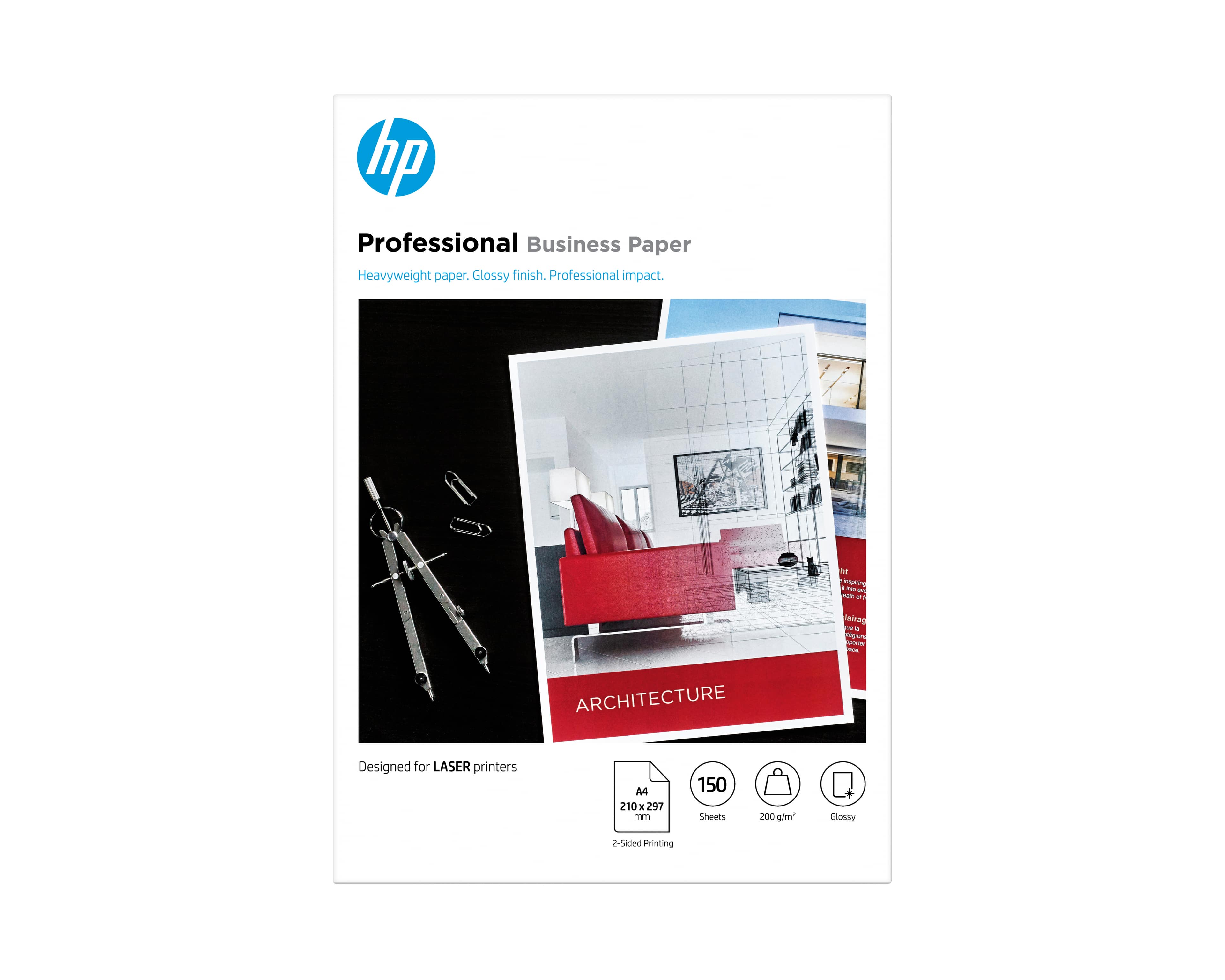 HP PROFESSIONAL GLOSSY PAPER - BRILLANT - A4 (210 X 297 MM) - 200 G/M² - 150 FEUILLE(S) PAPIER PHOTO - POUR COLOR LASERJET ENTERPRISE MFP M480, LASERJET MANAGED FLOW MFP E87660, NEVERSTOP 1001