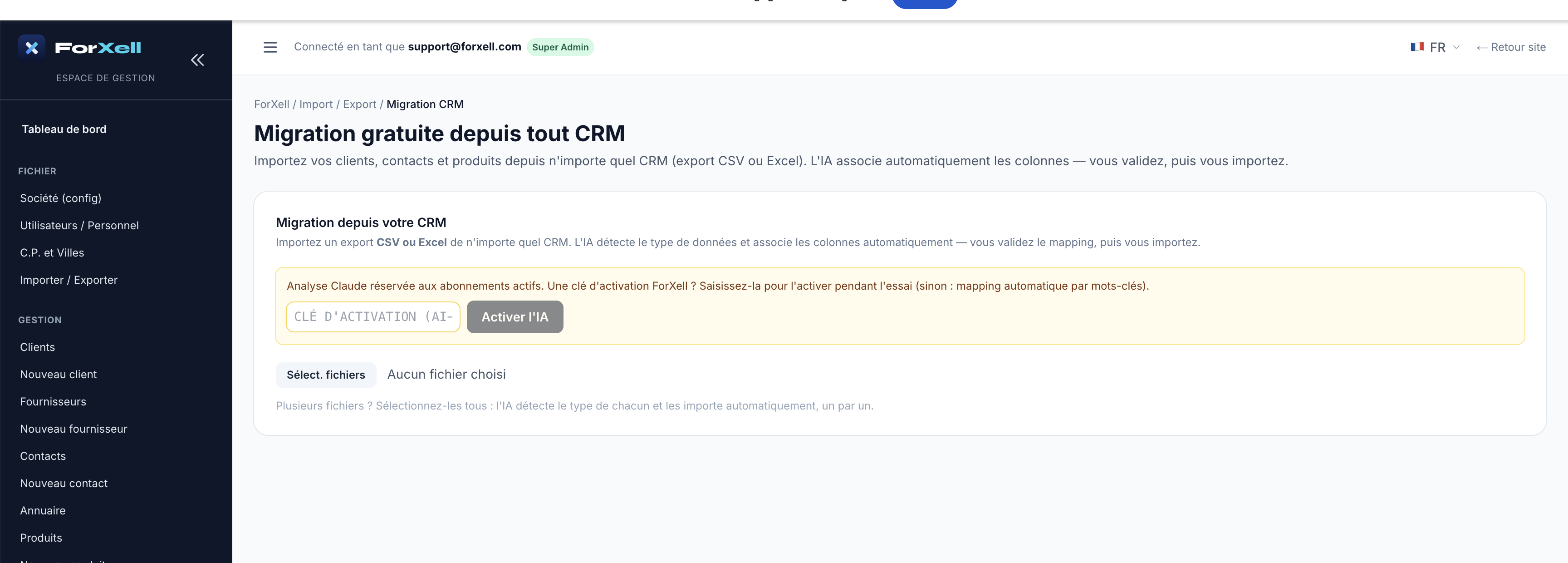 Importer mes données — Migration CRM